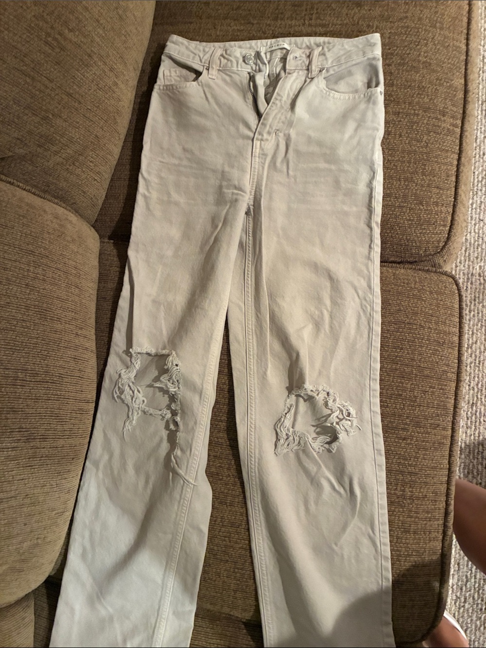 PAC sun White Distressed Straight-Leg Jeans
